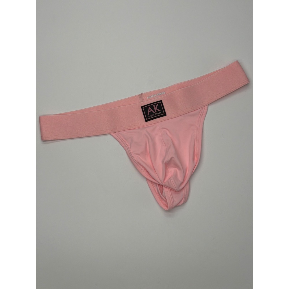 Arjen Kroos Mens Pink Thong Athletic Supporter‎ XL Wide Waistband Logo Patch